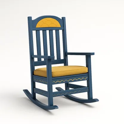 Sedia a dondolo da terrazza in legno con cuscino in tessuto poliestere-granddecora