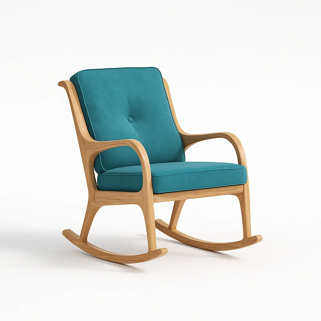 Sedia a dondolo da terrazza in legno con cuscino imbottito-granddecora