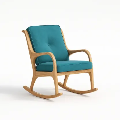 Sedia a dondolo da terrazza in legno con cuscino imbottito-granddecora