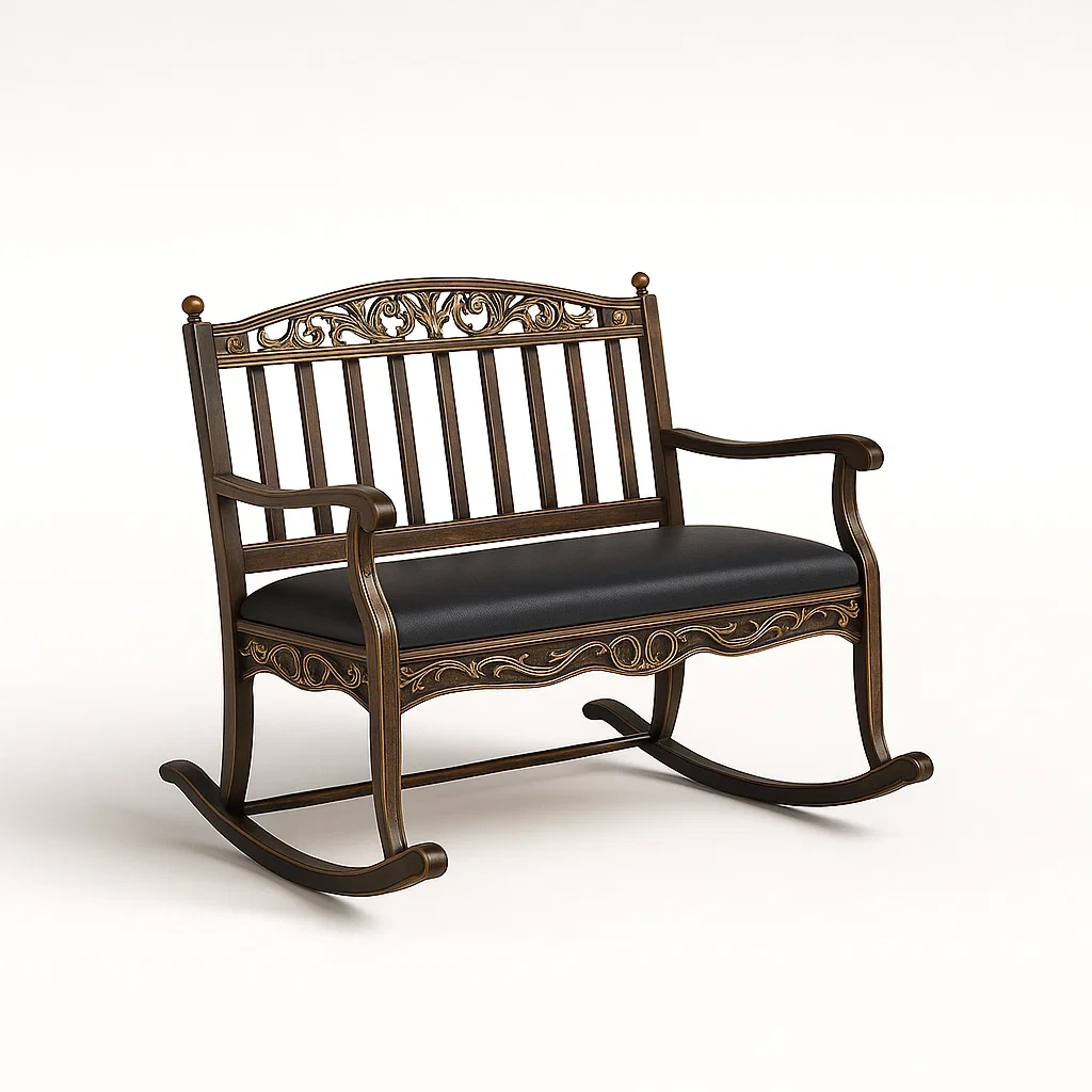 Sedia a dondolo da terrazza per due persone in metallo con rivestimento della seduta-granddecora