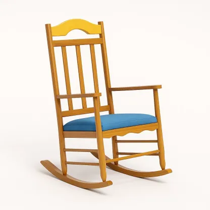 Sedia a dondolo da terrazza in legno con cuscino in poliestere-granddecora