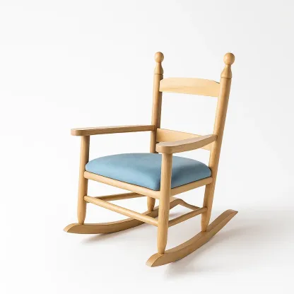 Sedia a dondolo da terrazza in legno con cuscino in tessuto-granddecora