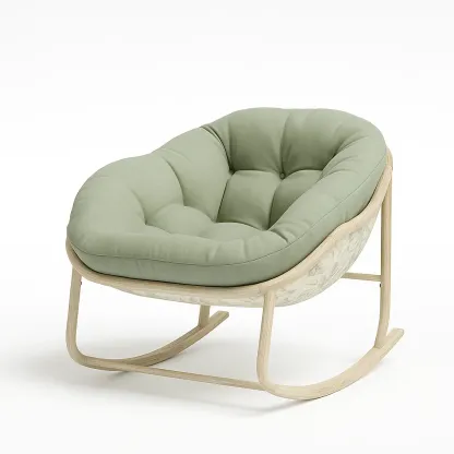 Sedia a dondolo da terrazza in legno con seduta imbottita-granddecora