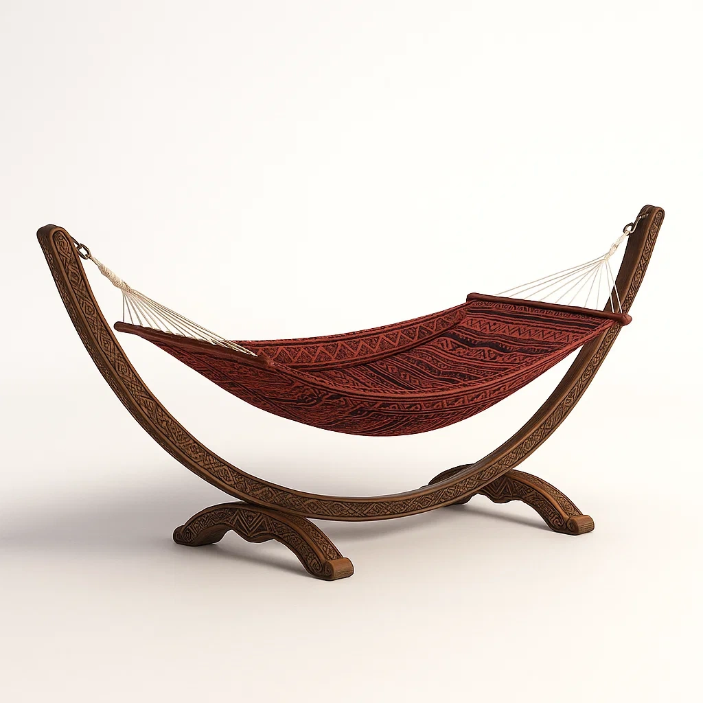 Amaca da terrazza con supporto in legno massello e tessuto in cotone-granddecora