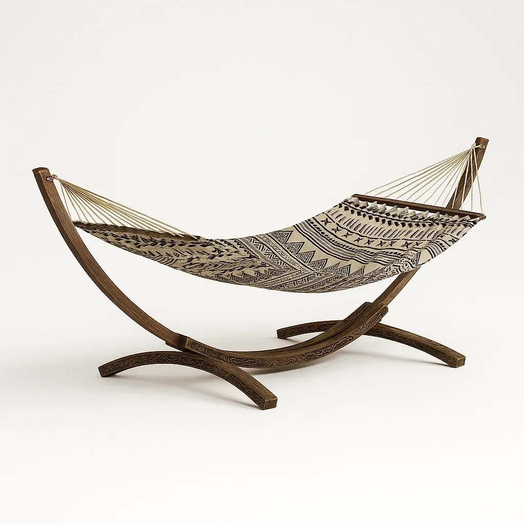 Amaca da terrazza in legno con tessuto in cotone,300x100x120 cm-granddecora