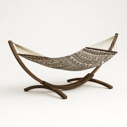 Amaca da terrazza in legno con tessuto in cotone,300x100x120 cm-granddecora