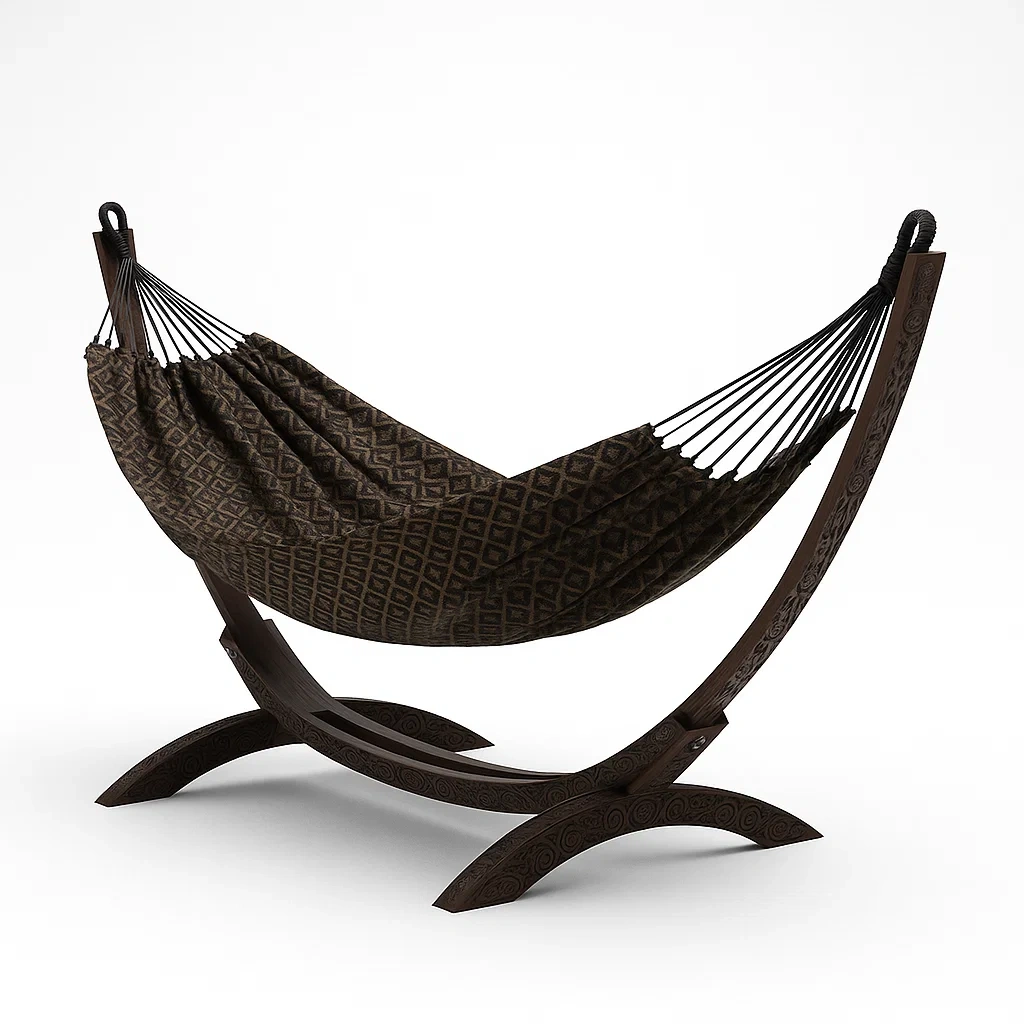 Amaca da terrazza con struttura in legno e tessuto decorativo-granddecora