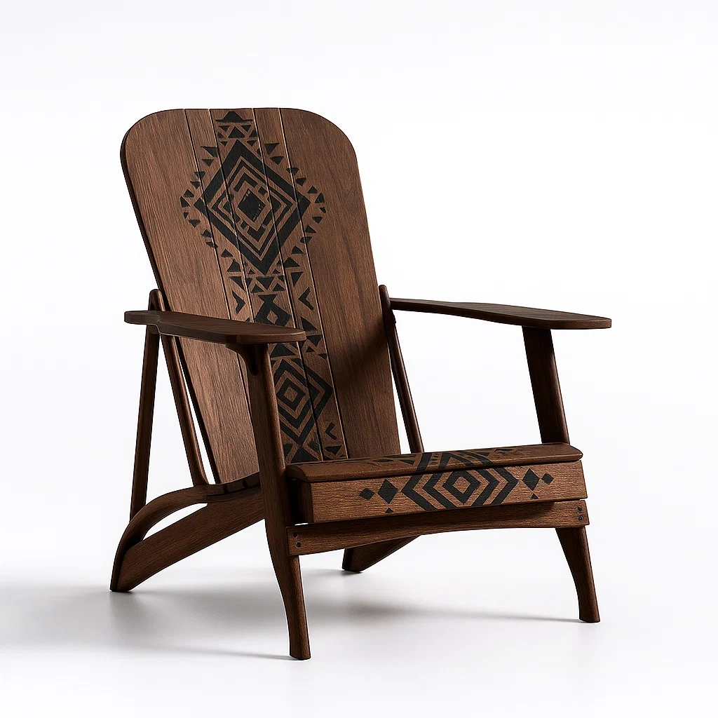 Poltrona da terrazza in legno di teak con motivo geometrico-granddecora