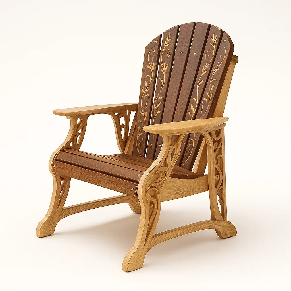 Poltrona da terrazza in legno massello intagliato-granddecora