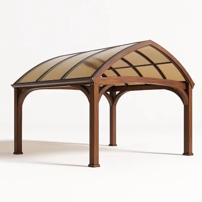 Tettoia per auto in legno con copertura in policarbonato,300x400x350 cm-granddecora