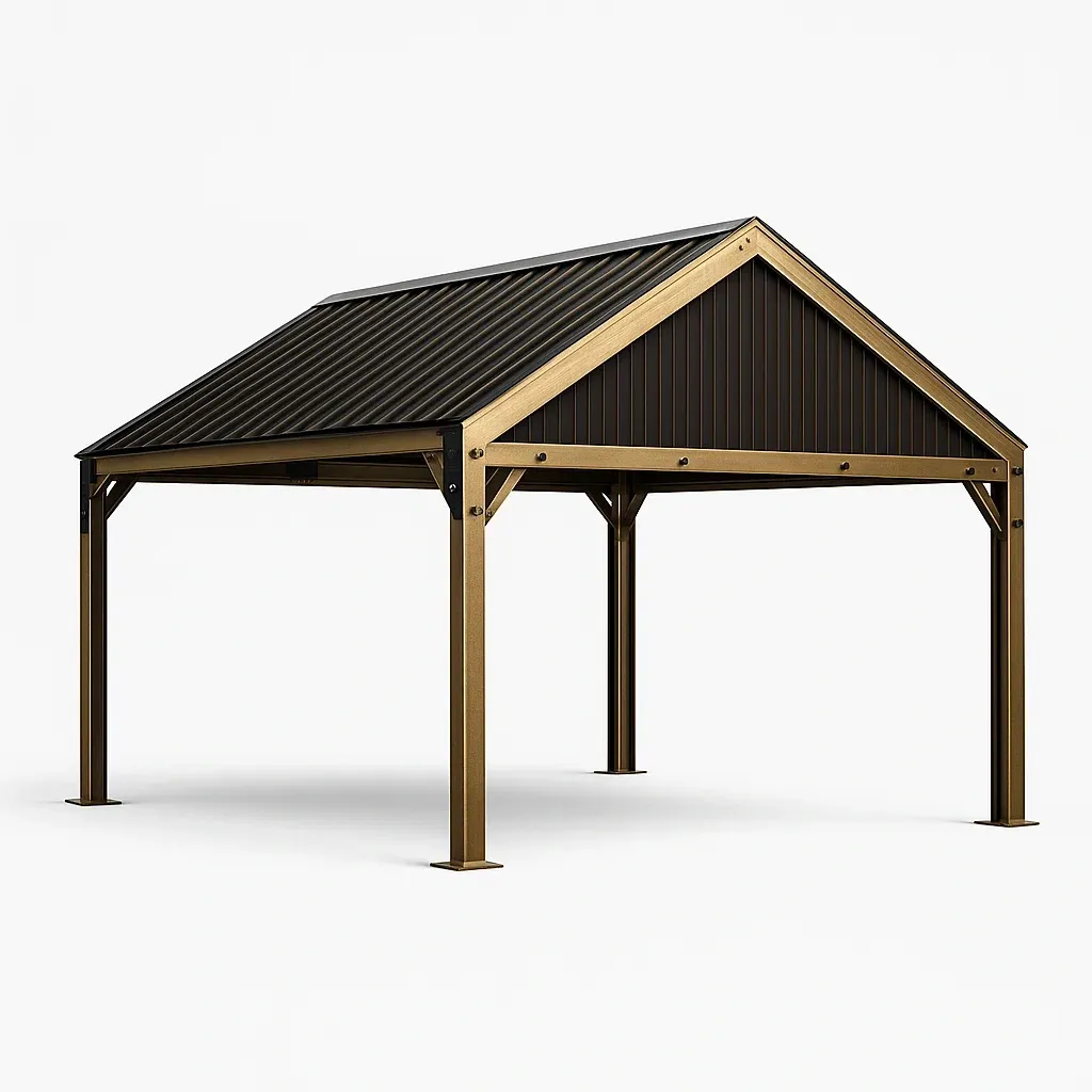 Tettoia per auto in metallo con tetto in lamiera di acciaio-granddecora