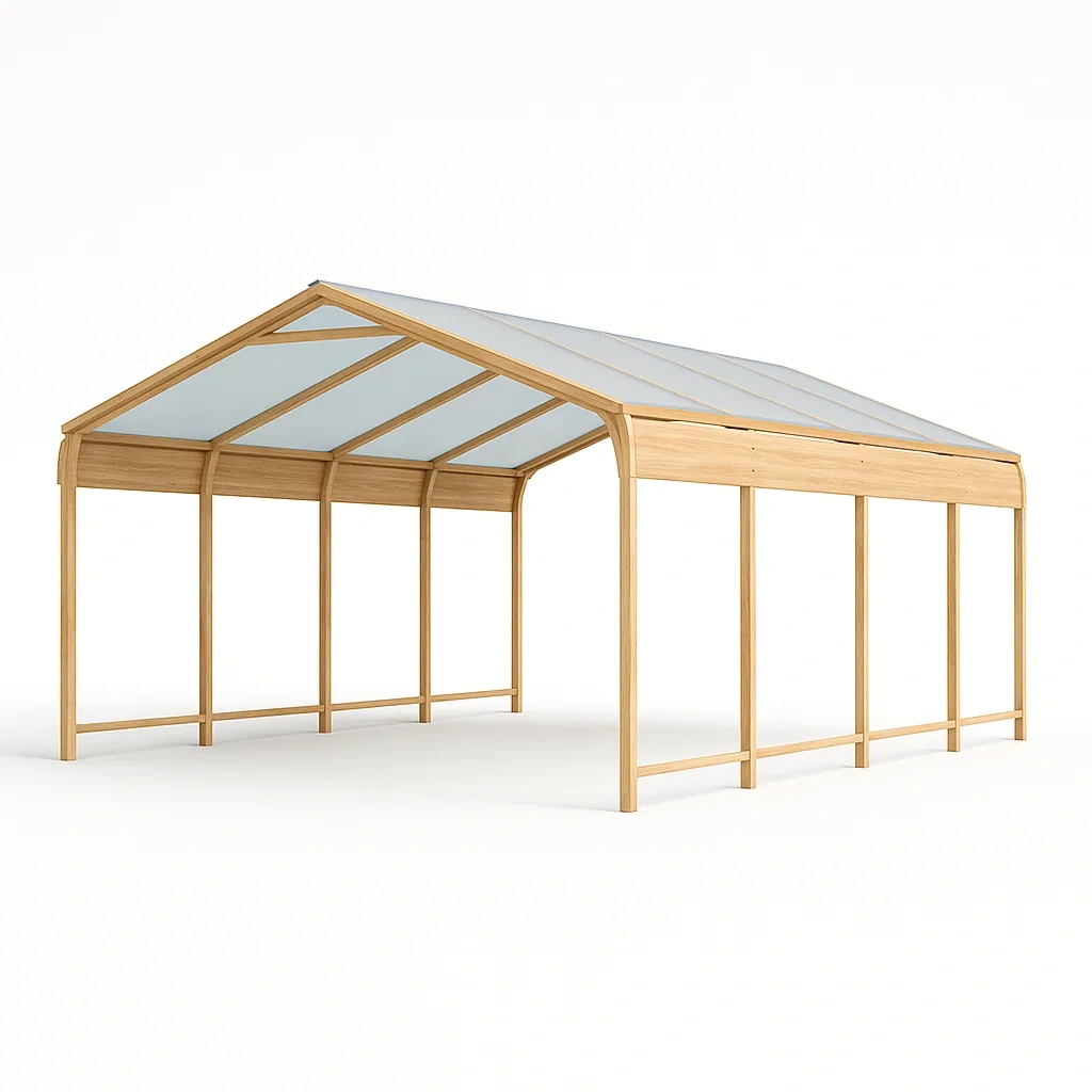 Tettoia per auto in legno con tetto in policarbonato-granddecora