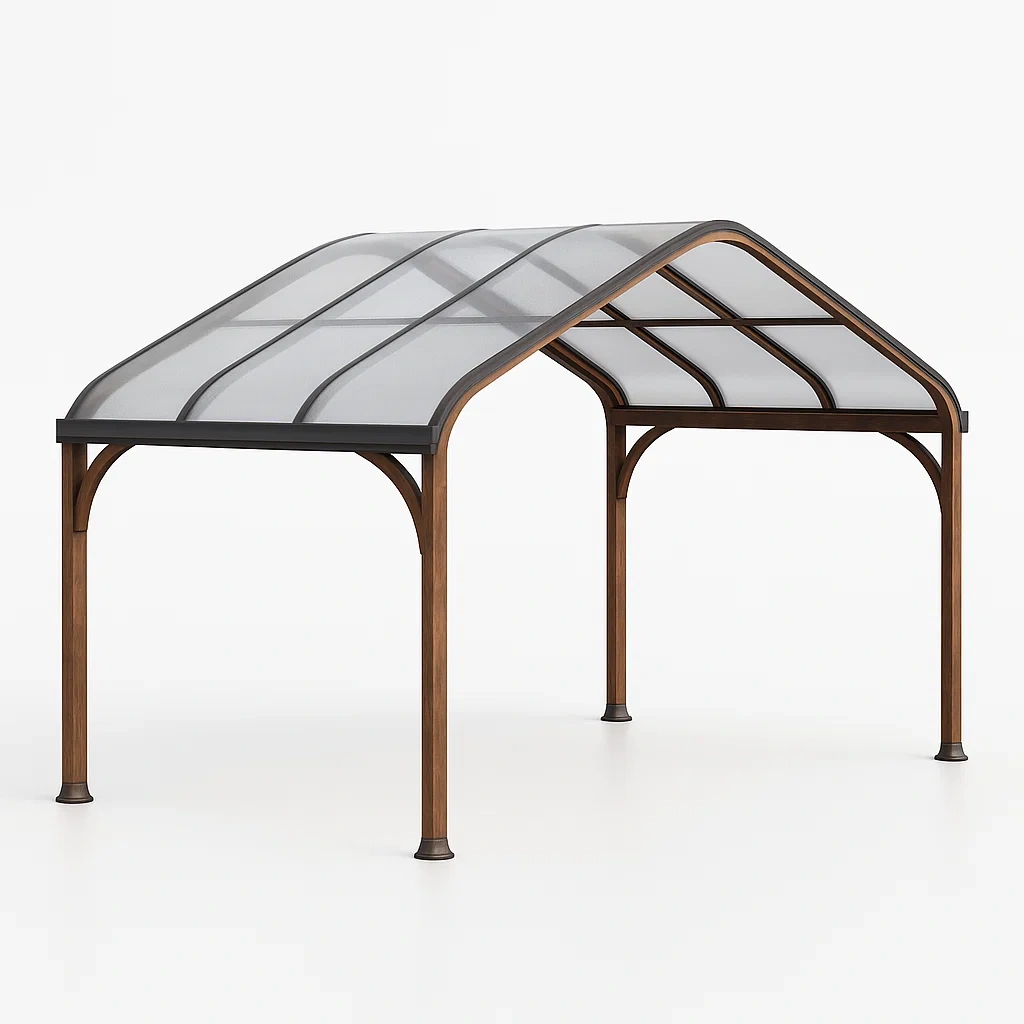 Tettoia per auto in legno con copertura in policarbonato-granddecora