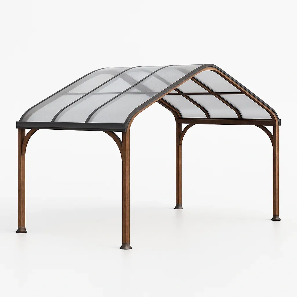 Tettoia per auto in legno con copertura in policarbonato-granddecora