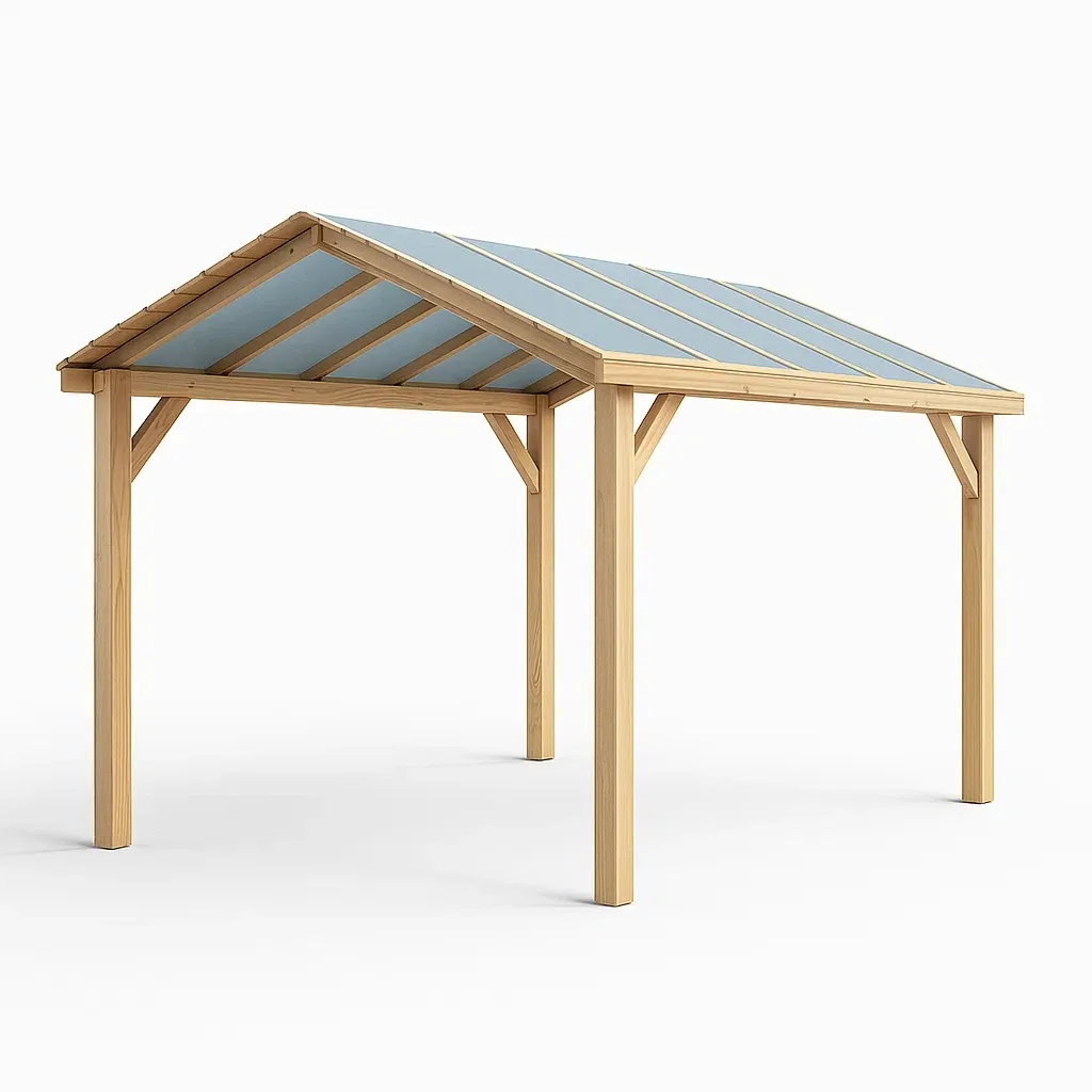 Tettoia per auto in legno con struttura in policarbonato-granddecora