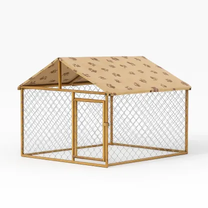 Recinto per animali con rete rete metallica e copertura in tela impermeabile-granddecora