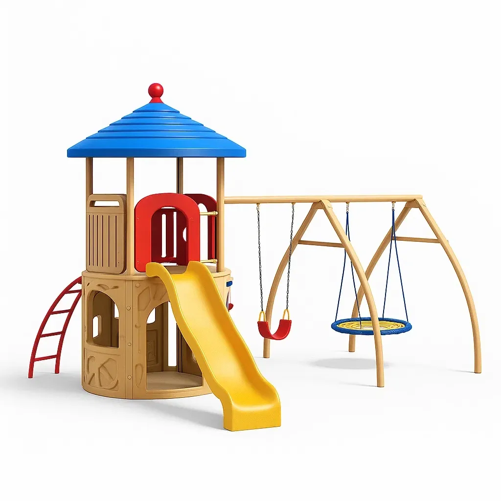 Set scivolo per bambini in plastica con altalene-granddecora