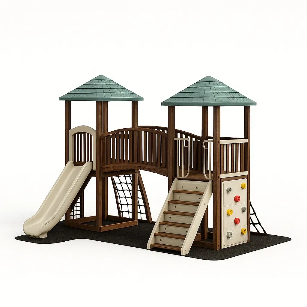 Set scivolo per bambini in legno con parete da arrampicata-granddecora