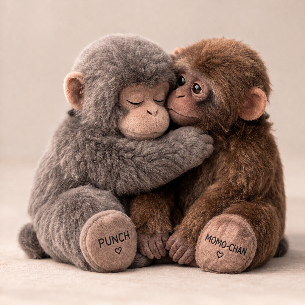 Punch Monkey And Momo Chan Couple Plush Toy