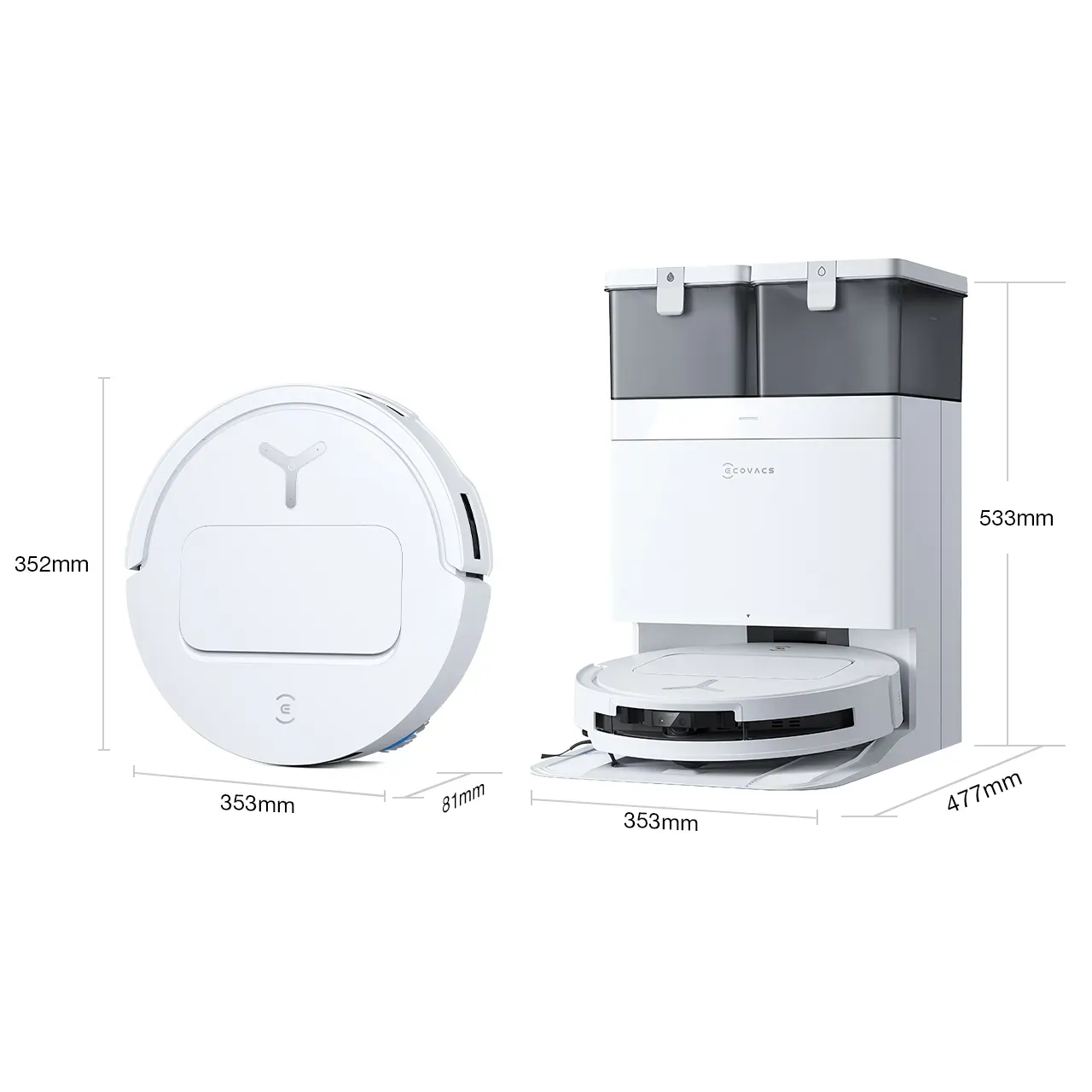 ECOVACS DEEBOT T50 PRO OMNI Gen2 Aspirateur Robot Laveur Blanc LiDAR (Puissant, IA, Ultra-Fin)