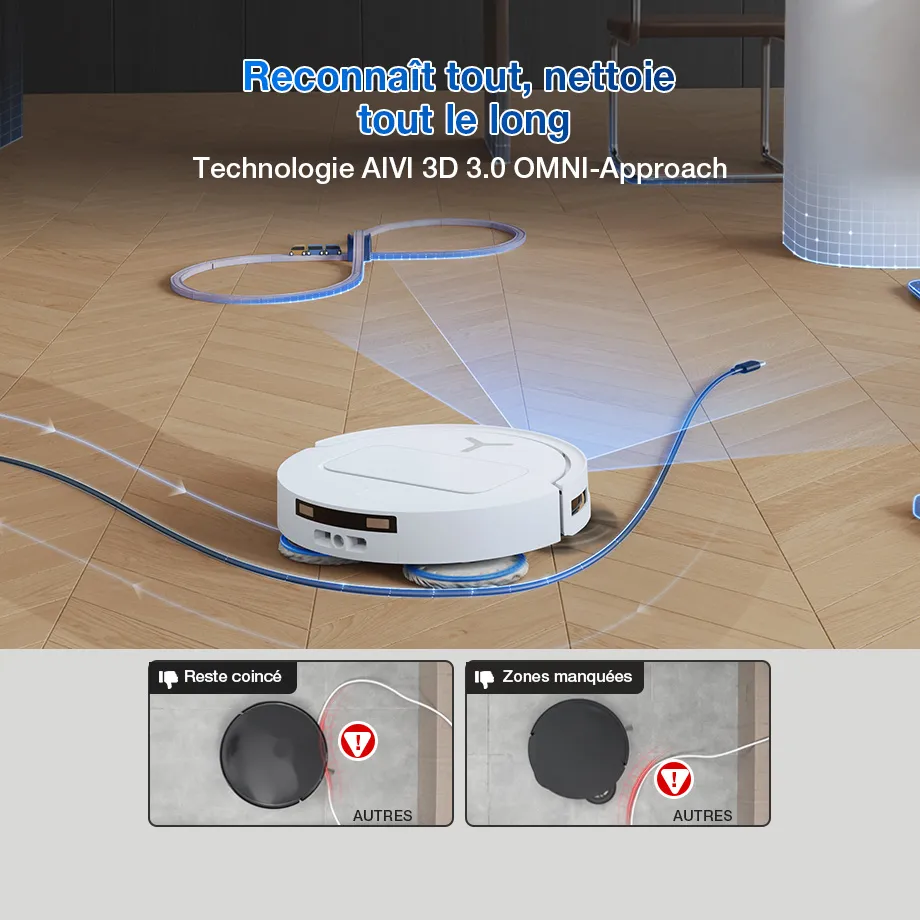 ECOVACS DEEBOT T50 PRO OMNI Gen2 Aspirateur Robot Laveur Blanc LiDAR (Puissant, IA, Ultra-Fin)