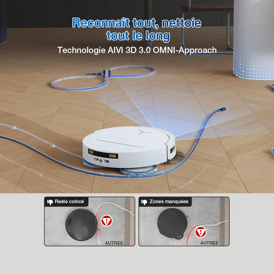 ECOVACS DEEBOT T50 PRO OMNI Gen2 Aspirateur Robot Laveur Blanc LiDAR (Puissant, IA, Ultra-Fin)