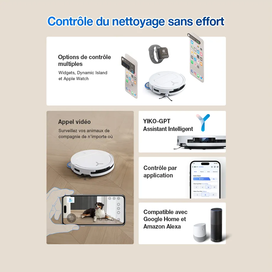 ECOVACS DEEBOT T50 PRO OMNI Gen2 Aspirateur Robot Laveur Blanc LiDAR (Puissant, IA, Ultra-Fin)