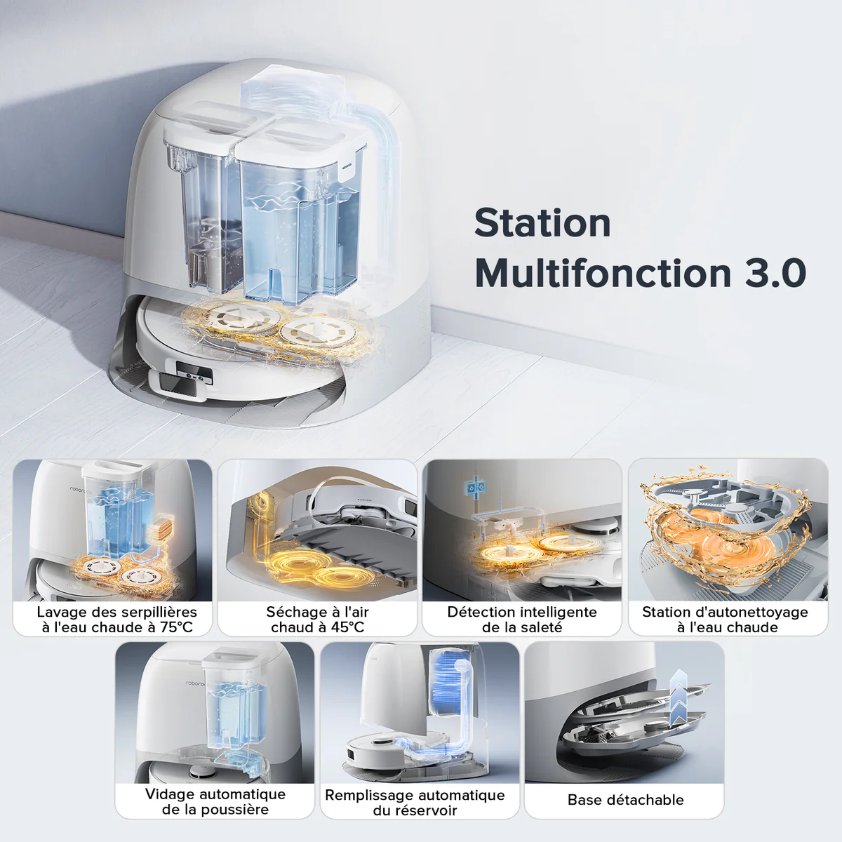 Roborock Qrevo Curv S5X Set robot aspirateur laveur avec station d’accueil multifonctionnelle 3.0