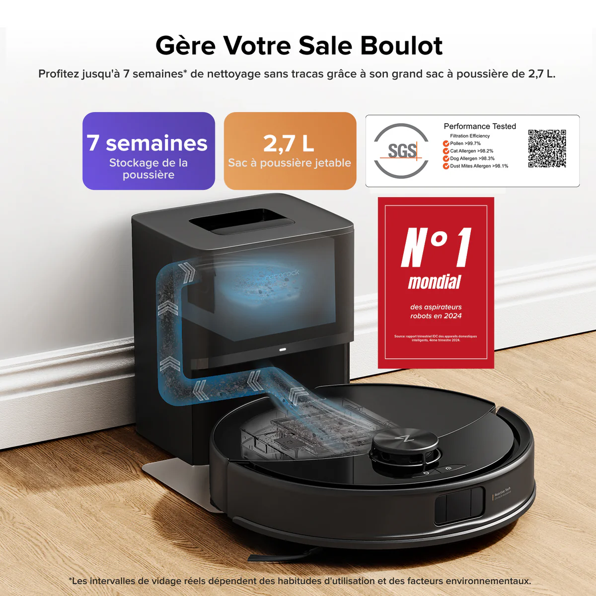 Roborock Q10 S5+ robot aspirateur laveur de VibraRise 2.0 avec avec station de vidage automatique