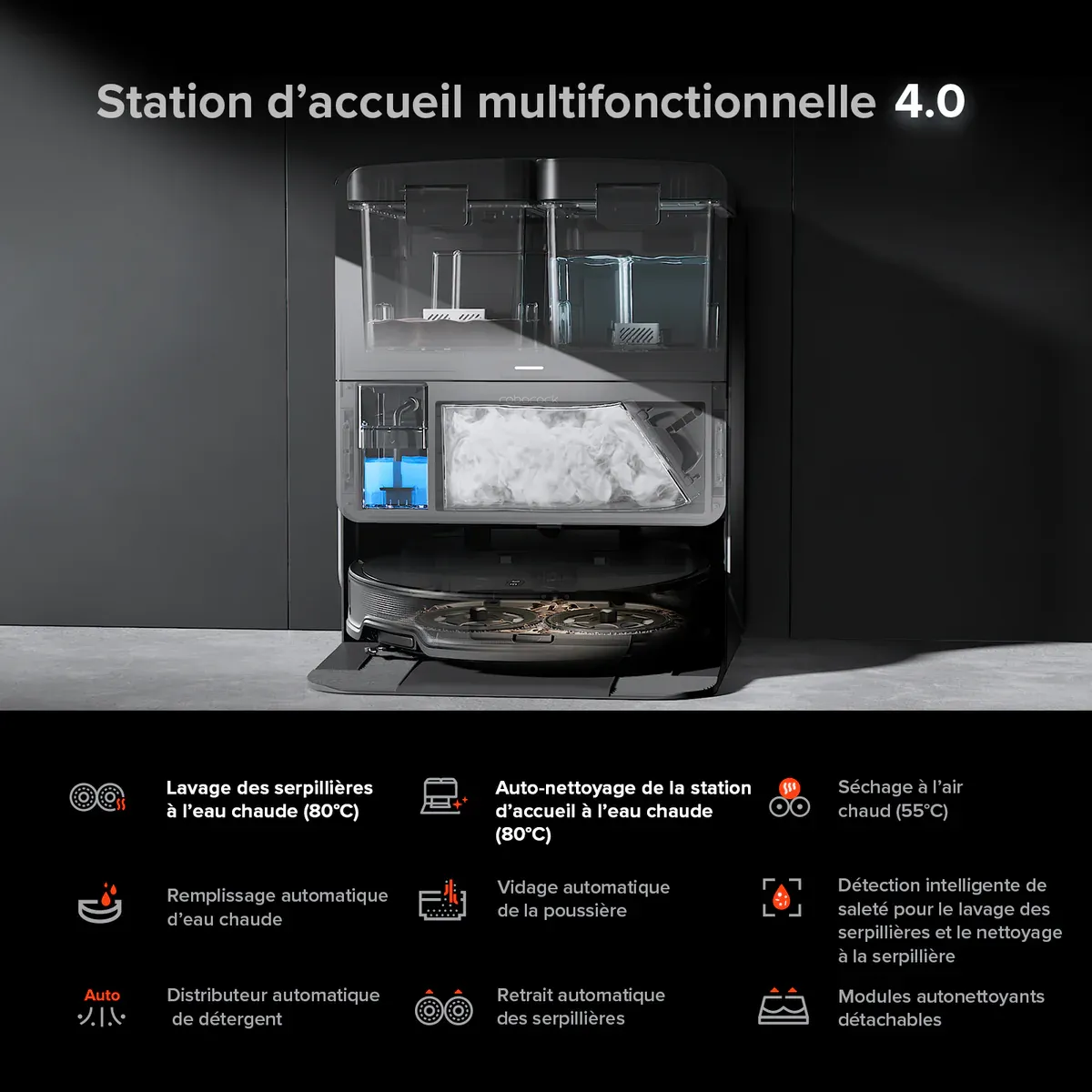 Roborock Saros 10R robot aspirateur laveur avec station d’accueil multifonctionnelle 4.0