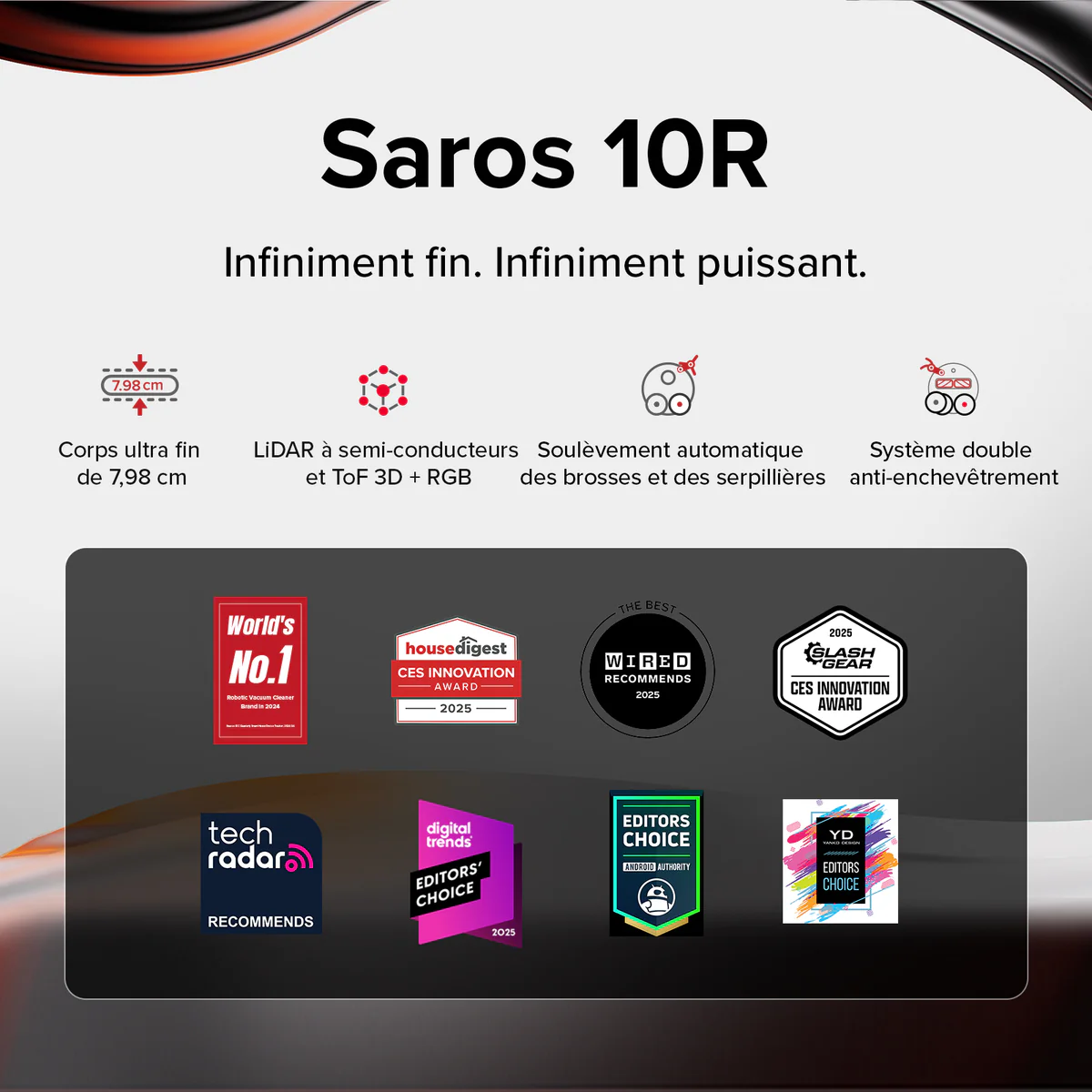 Roborock Saros 10R robot aspirateur laveur avec station d’accueil multifonctionnelle 4.0