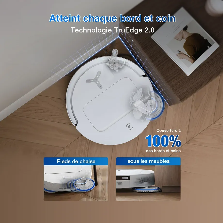 ECOVACS DEEBOT T50 PRO OMNI Gen2 Aspirateur Robot Laveur Blanc LiDAR (Puissant, IA, Ultra-Fin)