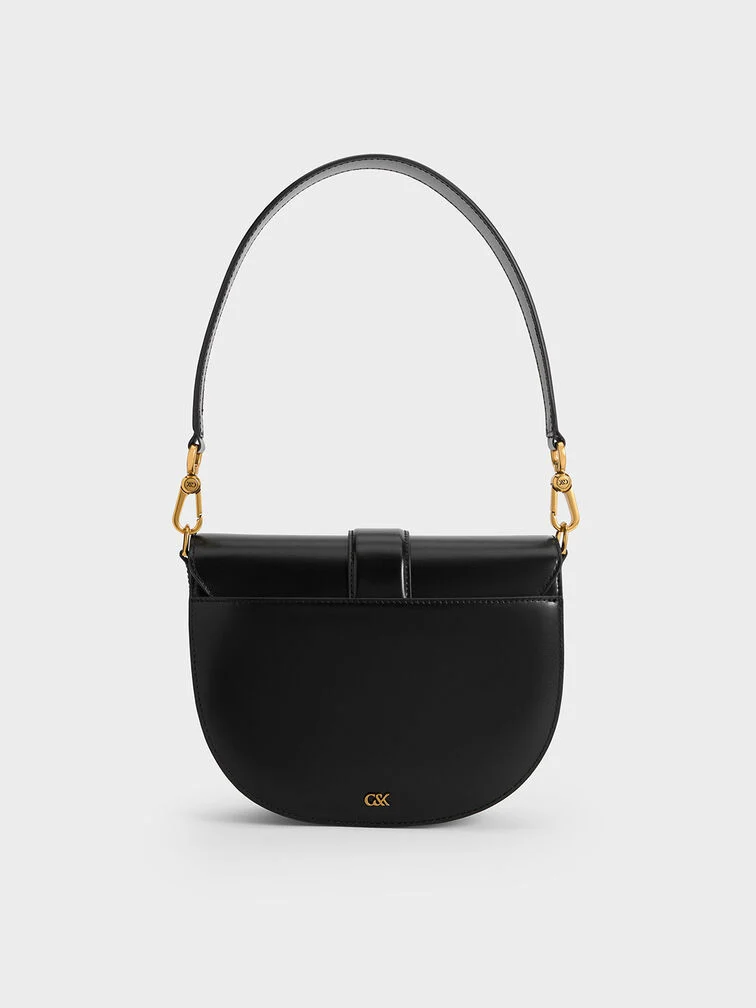 Gabine Leather Saddle Bag - black