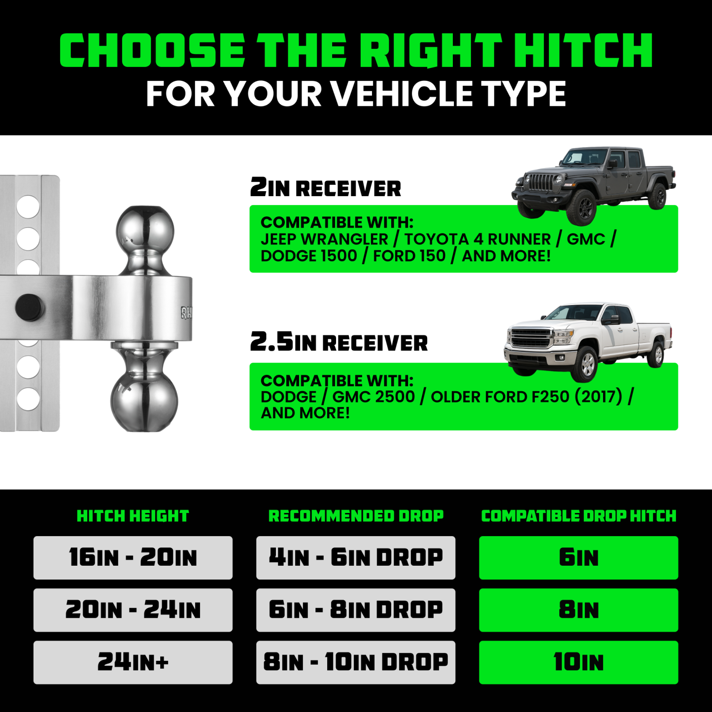 Adjustable Drop Hitch (2" Receivers)