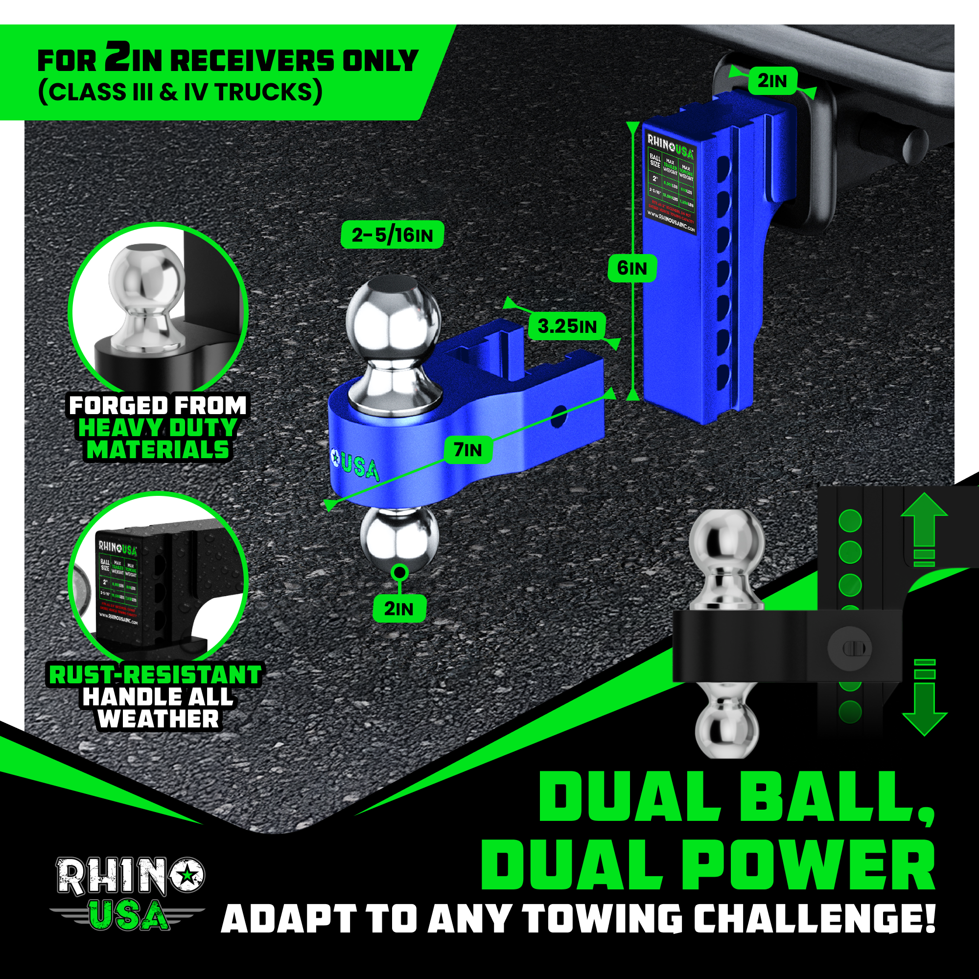 Adjustable Drop Hitch (2" Receivers)