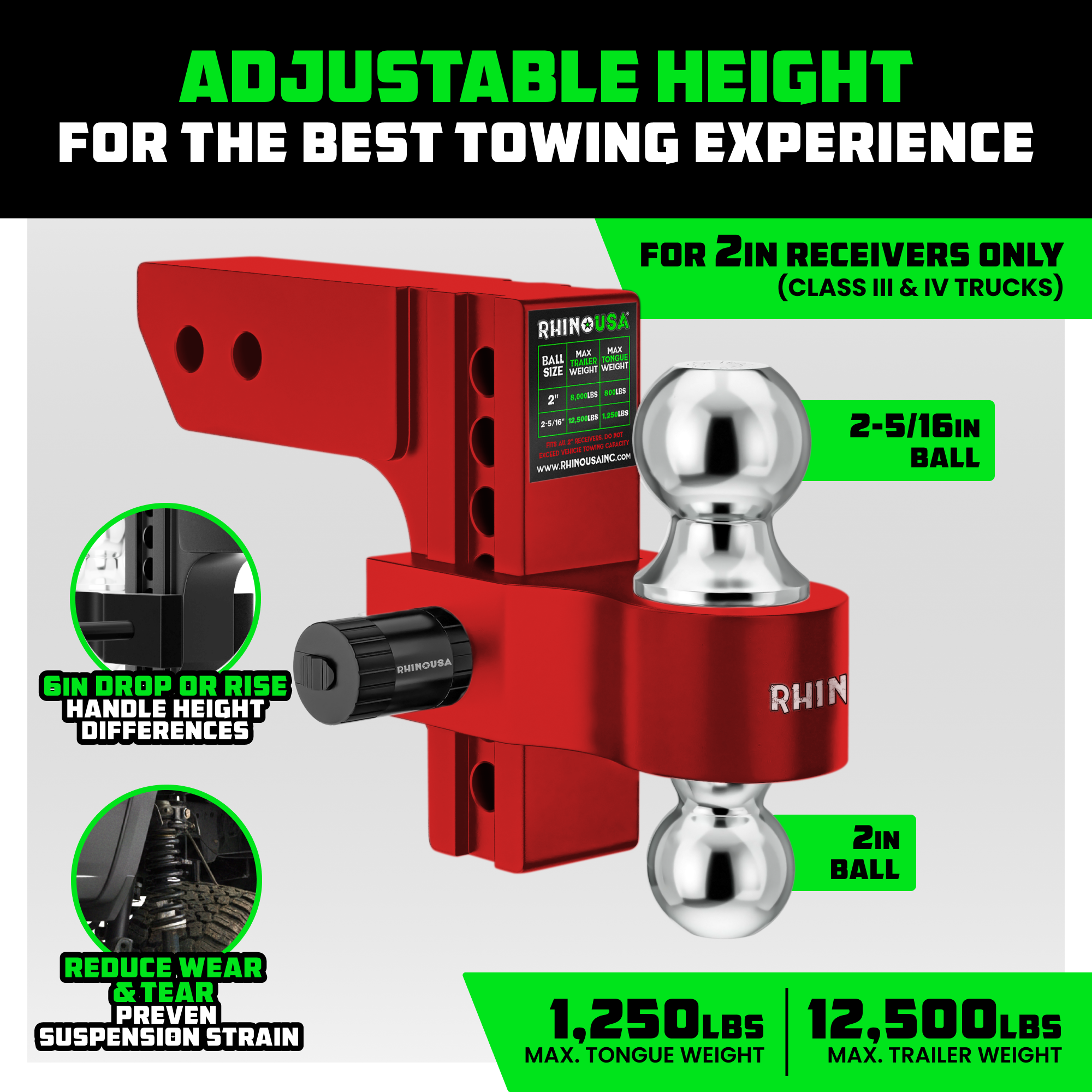 Adjustable Drop Hitch (2" Receivers)