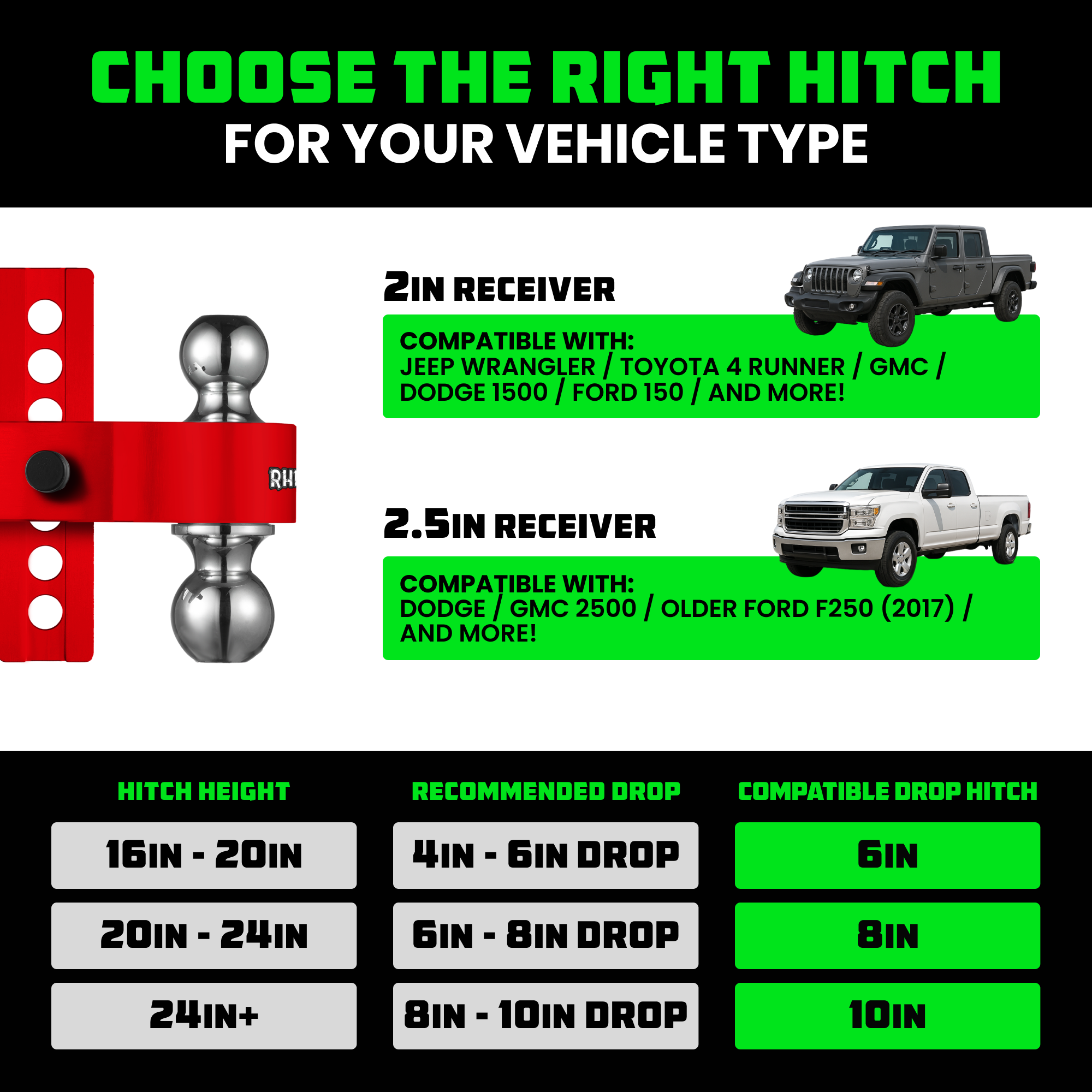 Adjustable Drop Hitch (2" Receivers)