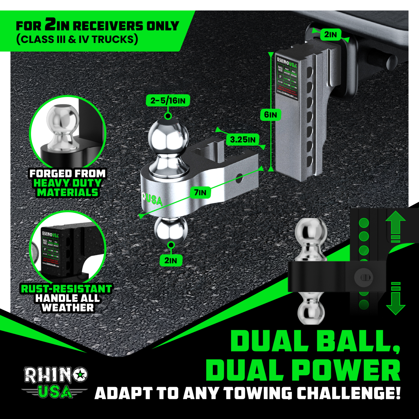 Adjustable Drop Hitch (2" Receivers)