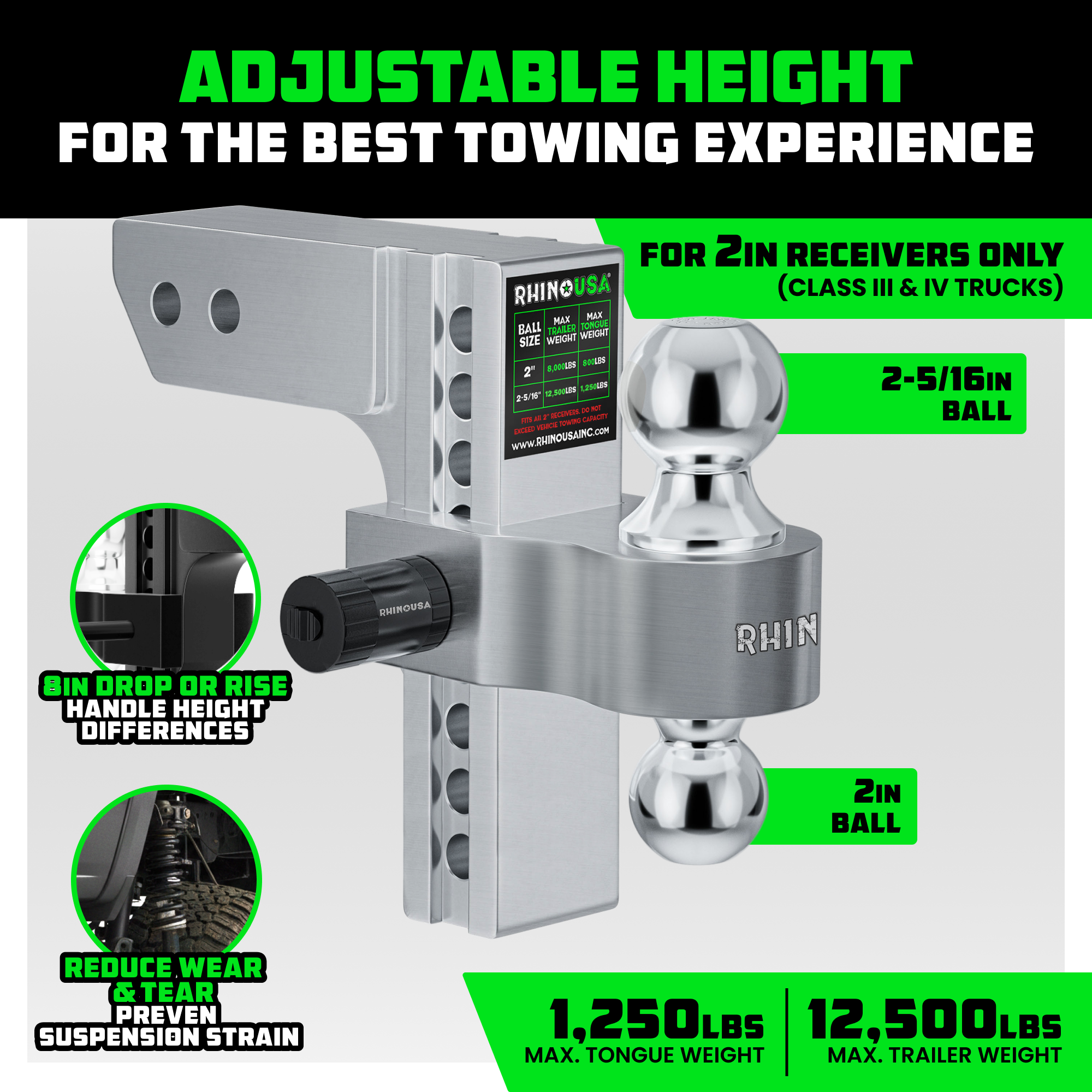 Adjustable Drop Hitch (2" Receivers)