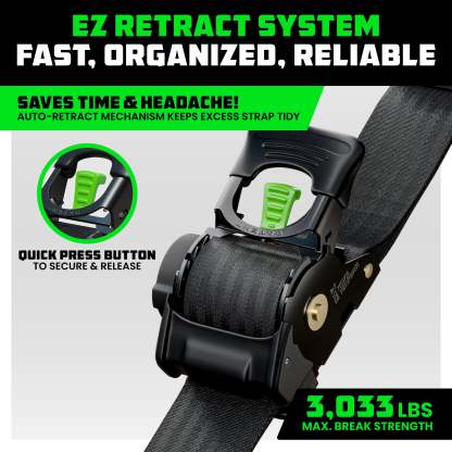 2" x 10' Retractable Ratchet Straps