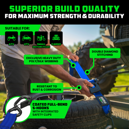 2" x 10' Retractable Ratchet Straps