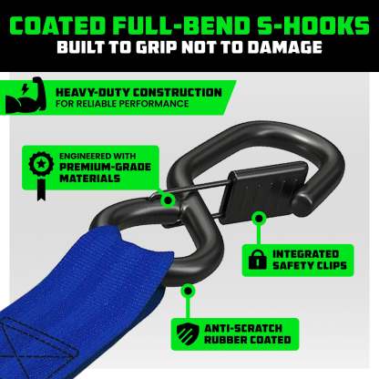 2" x 10' Retractable Ratchet Straps