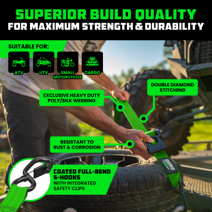 2" x 10' Retractable Ratchet Straps