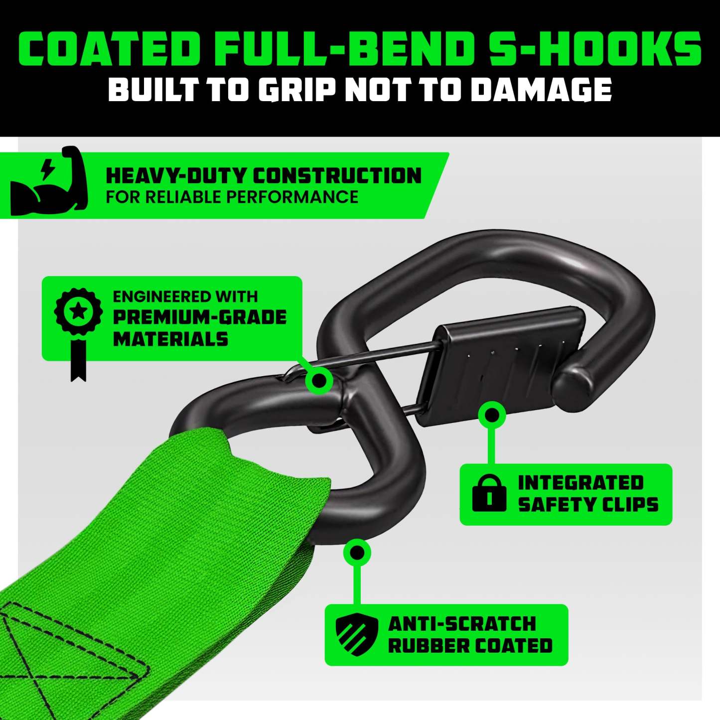 2" x 10' Retractable Ratchet Straps