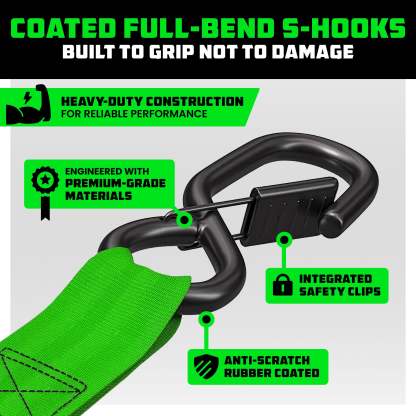 2" x 10' Retractable Ratchet Straps