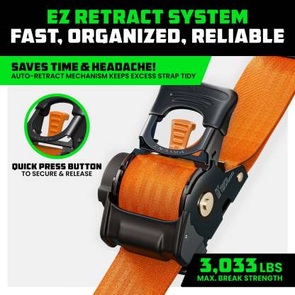2" x 10' Retractable Ratchet Straps