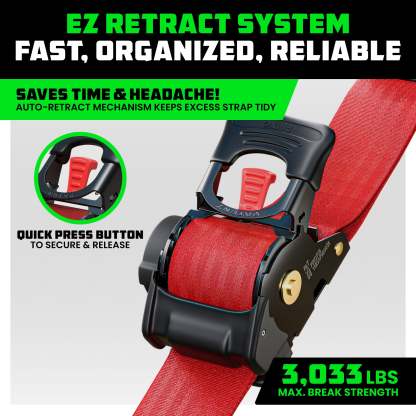 2" x 10' Retractable Ratchet Straps