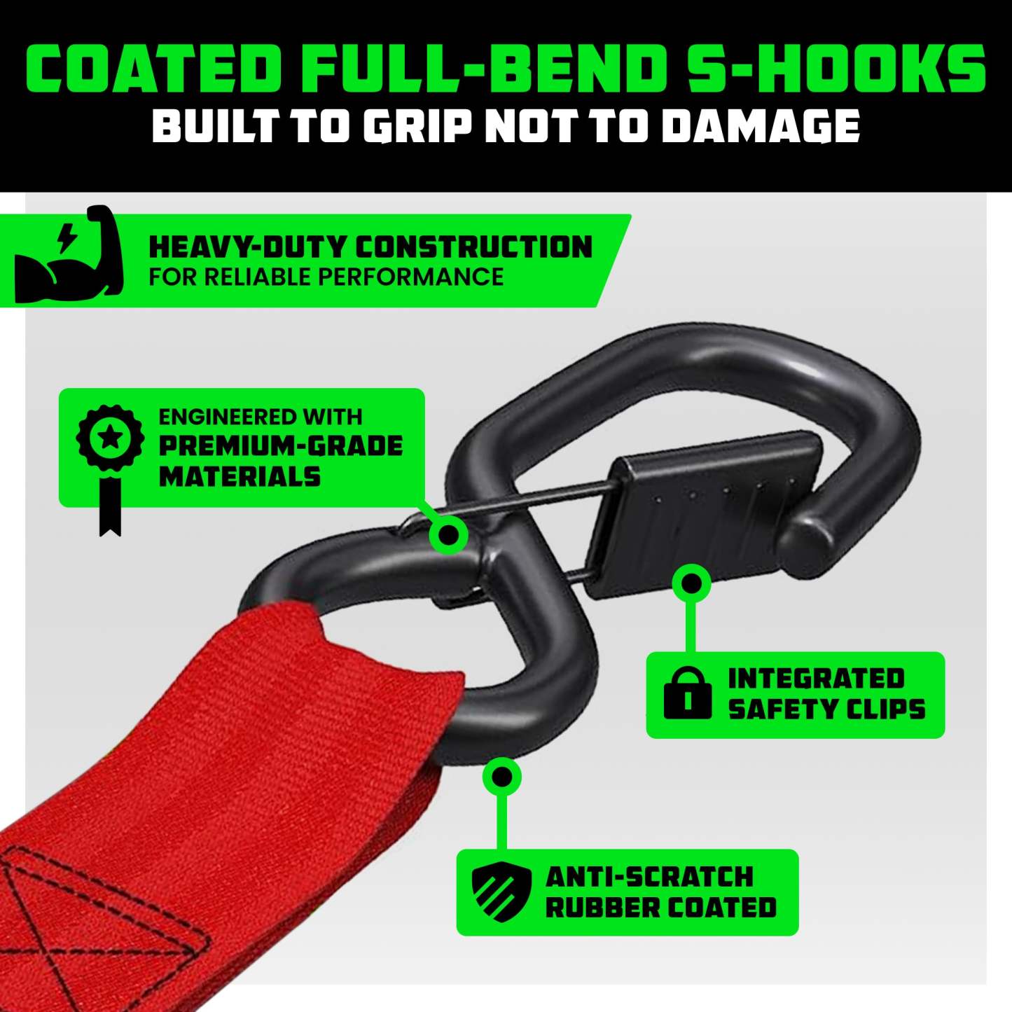 2" x 10' Retractable Ratchet Straps