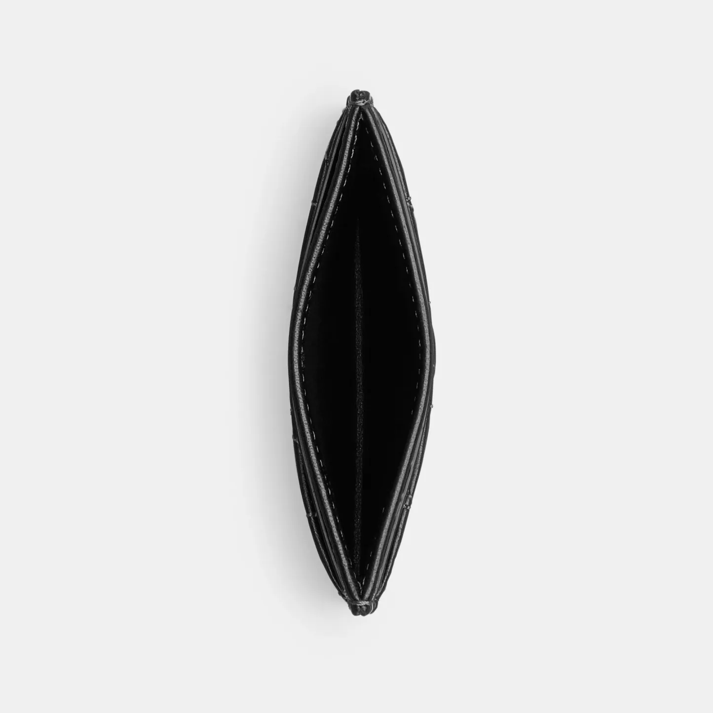 COACH®,Essential Card Case With Pillow Quilting,Leather,Card Case,Metal,Logo,Casual,Black,Inside View,Top View