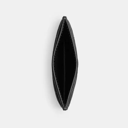 COACH®,Essential Card Case With Pillow Quilting,Leather,Card Case,Metal,Logo,Casual,Black,Inside View,Top View